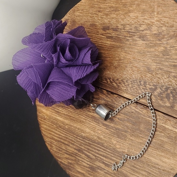 Purple‎ flower chiffon tassel pendant - Picture 1 of 2